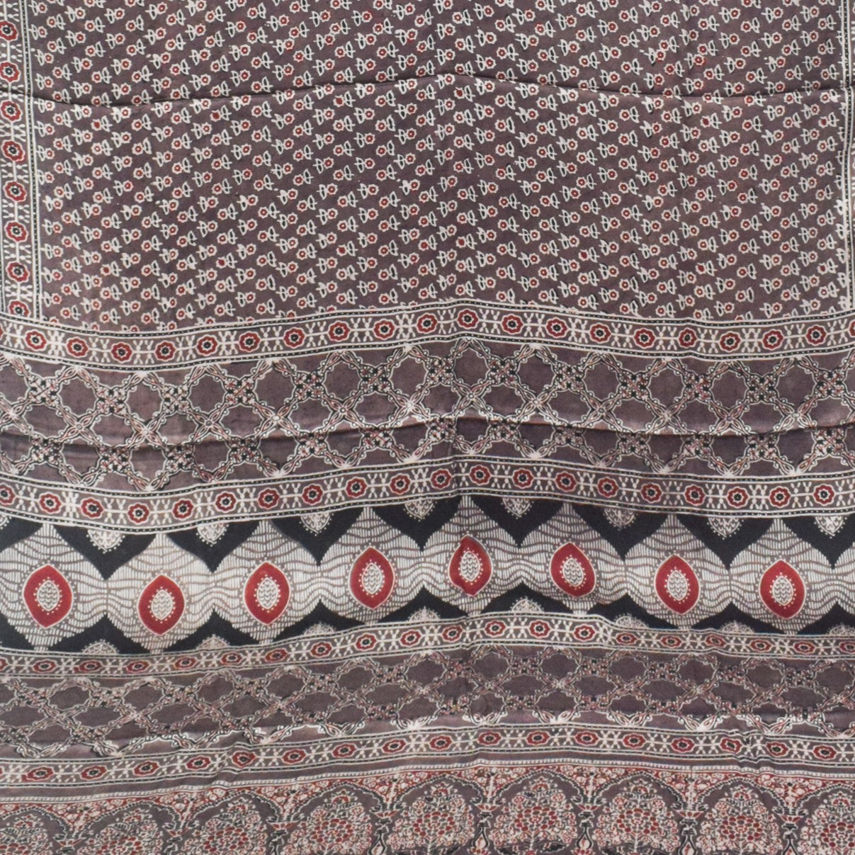 Ajrakh Modal Silk Natural Dye Hand Block Print Saree with Blouse Piece - 5.5 Mtr Length   -  SKU : SI03601F