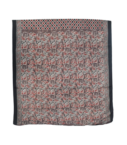 Ajrakh Modal Silk Natural Dye Hand Block Print Saree with Blouse Piece - 5.5 Mtr Length   -  SKU : SI03601G