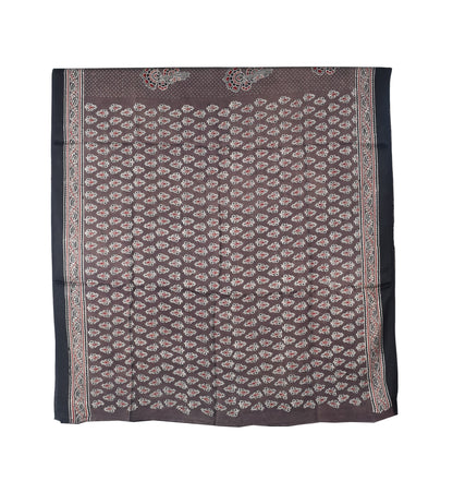 Ajrakh Modal Silk Natural Dye Hand Block Print Saree with Blouse Piece - 5.5 Mtr Length   -  SKU : SI03601M
