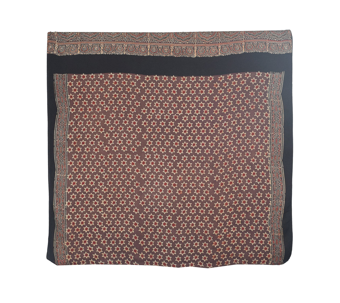 Ajrakh Modal Silk Natural Dye Hand Block Print Saree with Blouse Piece - 5.5 Mtr Length    -  SKU : ZD27901A