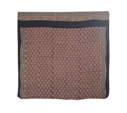 Ajrakh Modal Silk Natural Dye Hand Block Print Saree with Blouse Piece - 5.5 Mtr Length    -  SKU : ZD27901A