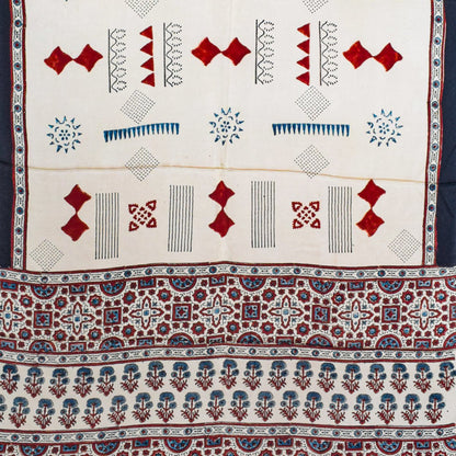 Ajrakh Modal Silk Natural Dye Hand Block Print Saree with Blouse Piece - 5.5 Mtr Length    -  SKU : AI27A01A