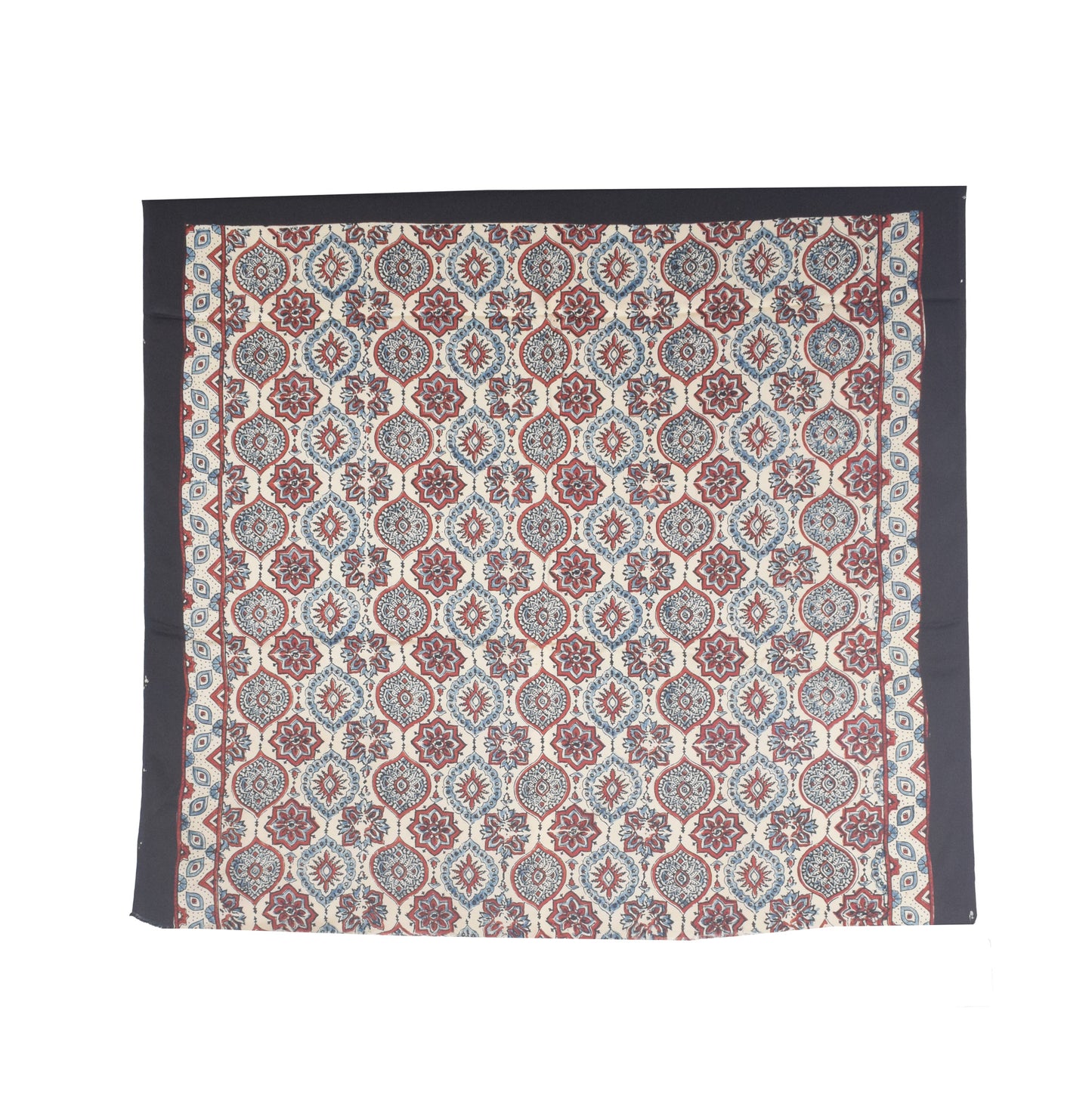 Ajrakh Modal Silk Natural Dye Hand Block Print Saree with Blouse Piece - 5.5 Mtr Length    -  SKU : AI27A01D