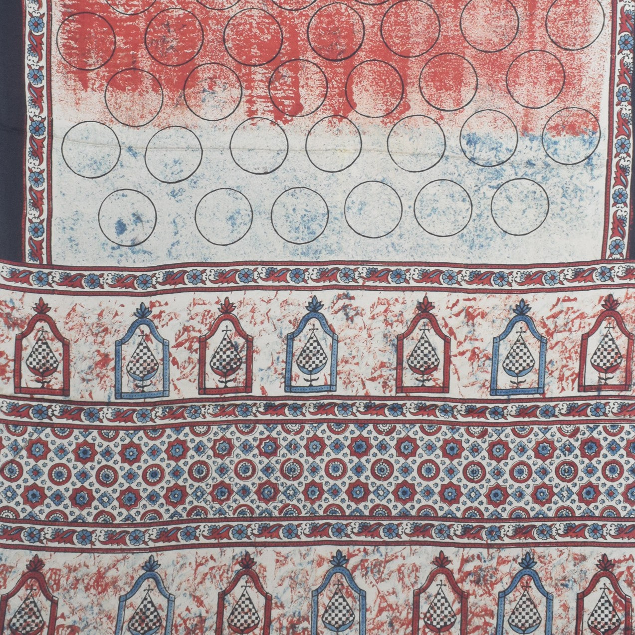 Ajrakh Modal Silk Natural Dye Hand Block Print Saree with Blouse Piece - 5.5 Mtr Length    -  SKU : AI27A01E