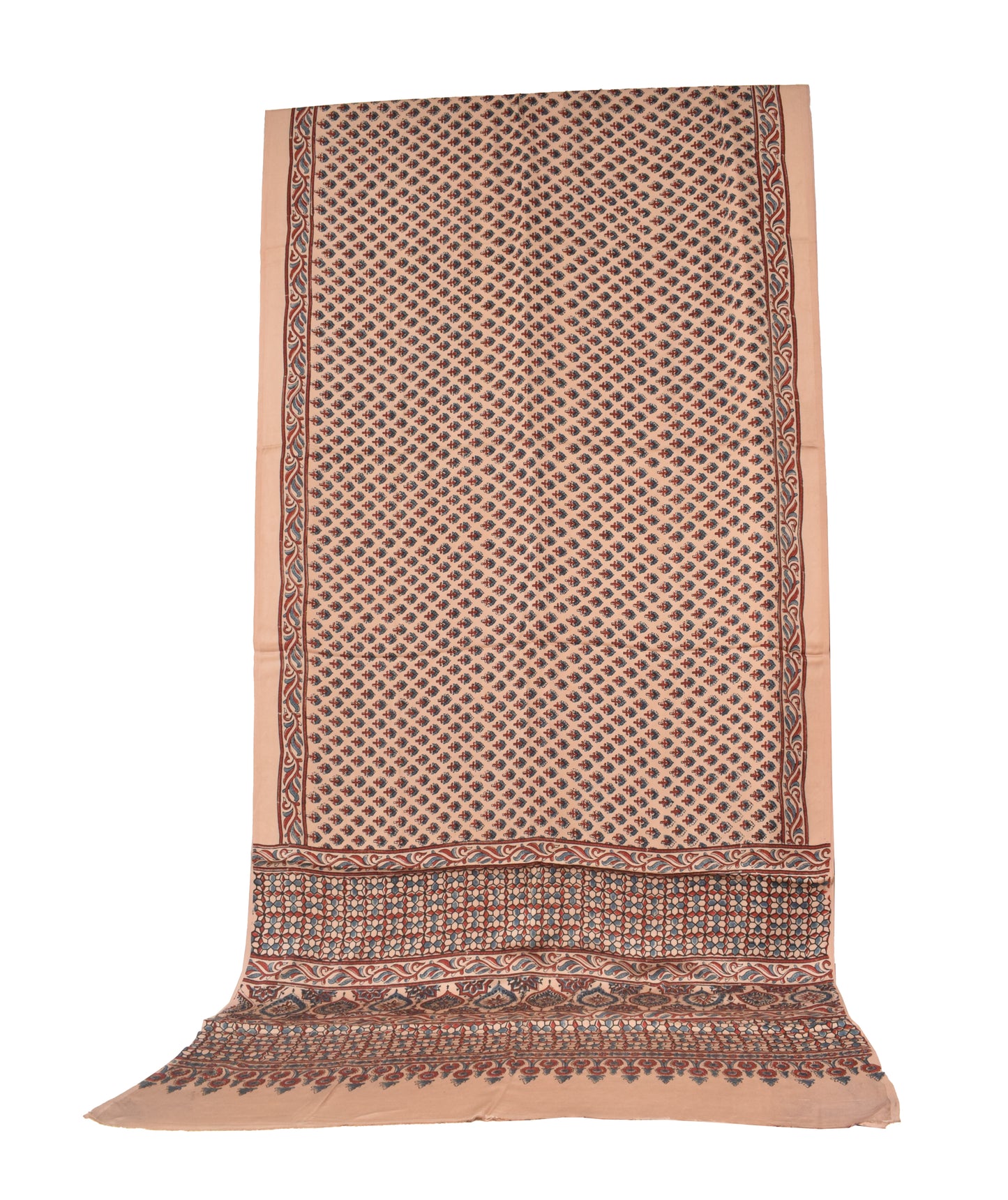 Ajrakh Modal Silk Natural Dye Hand Block Print Saree  with Ajrakh Blouse Piece  - 6 Mtr Length    -  SKU : MS16C01D