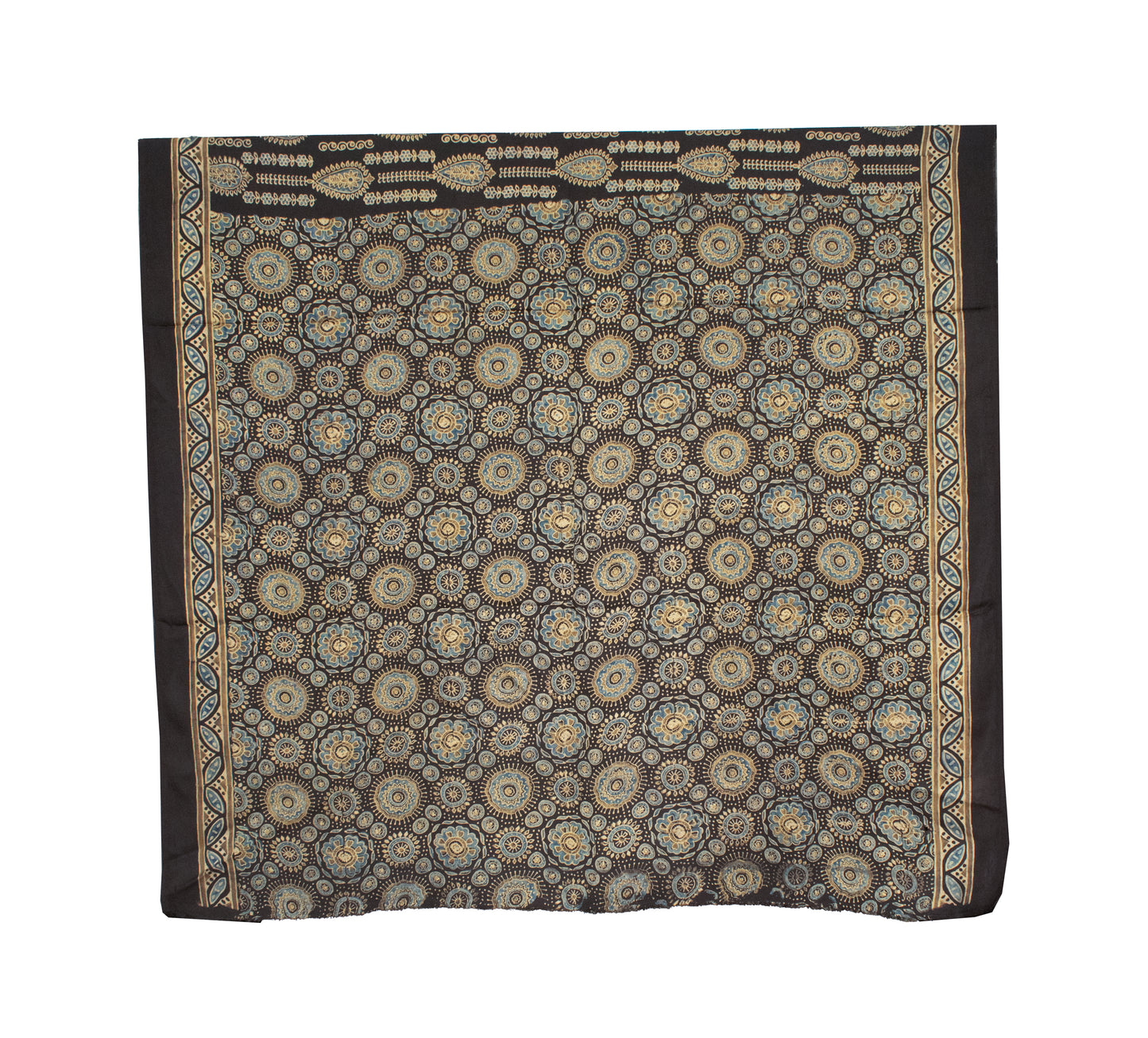 Ajrakh Modal Silk Natural Dye Hand Block Print Saree 5.5 Mtr Length + 0.85 Mtr Blouse Piece    -  SKU : ID24601L