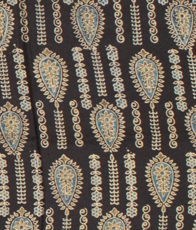 Ajrakh Modal Silk Natural Dye Hand Block Print Saree 5.5 Mtr Length + 0.85 Mtr Blouse Piece    -  SKU : ID24601L