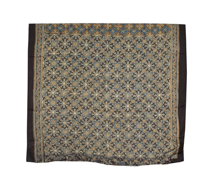 Ajrakh Modal Silk Natural Dye Hand Block Print Saree 5.5 Mtr Length + 0.85 Mtr Blouse Piece    -  SKU : ID2460AD