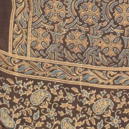Ajrakh Modal Silk Natural Dye Hand Block Print Saree  with Ajrakh Blouse Piece  - 6 Mtr Length    -  SKU : MS16C01H
