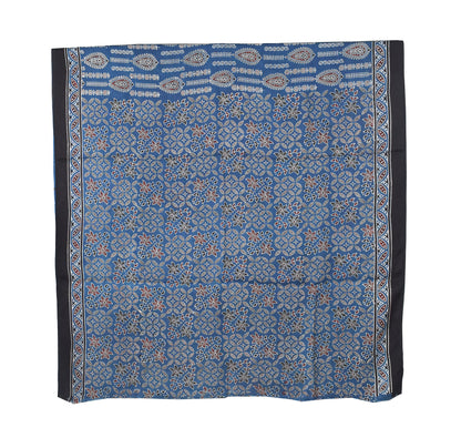 Ajrakh Modal Silk Natural Dye Hand Block Print Saree with Blouse Piece - 5.5 Mtr Length   -  SKU : AI18801C