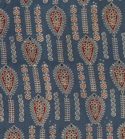Ajrakh Modal Silk Natural Dye Hand Block Print Saree with Blouse Piece - 5.5 Mtr Length   -  SKU : AI18801C