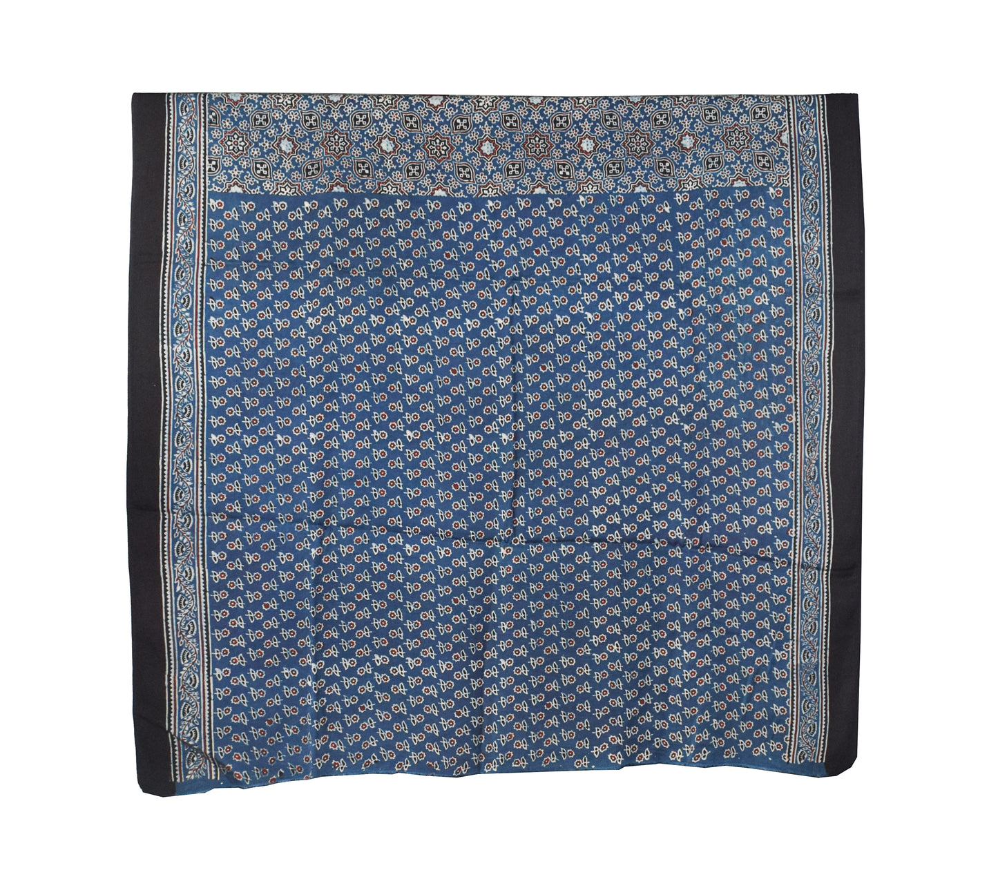 Ajrakh Modal Silk Natural Dye Hand Block Print Saree with Blouse Piece - 5.5 Mtr Length   -  SKU : AI18801H