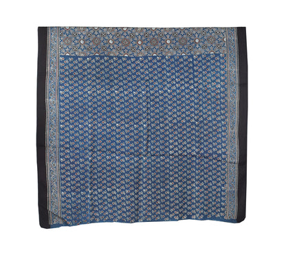 Ajrakh Modal Silk Natural Dye Hand Block Print Saree with Blouse Piece - 5.5 Mtr Length   -  SKU : AI18801H