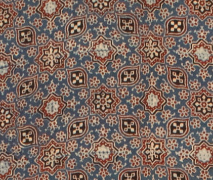 Ajrakh Modal Silk Natural Dye Hand Block Print Saree with Blouse Piece - 5.5 Mtr Length   -  SKU : AI18801H