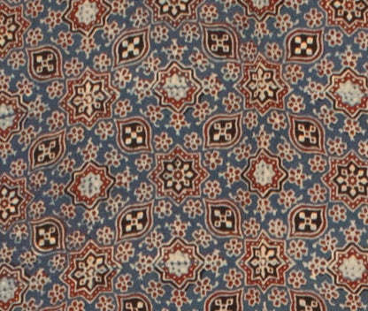Ajrakh Modal Silk Natural Dye Hand Block Print Saree with Blouse Piece - 5.5 Mtr Length   -  SKU : AI18801H