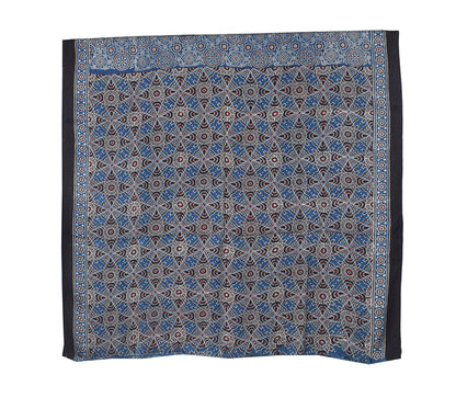Ajrakh Modal Silk Natural Dye Hand Block Print Saree with Blouse Piece - 5.5 Mtr Length   -  SKU : AI18801R