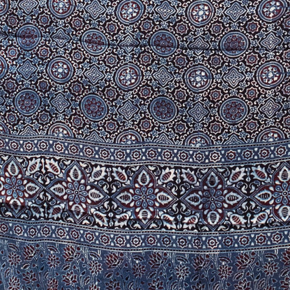 Ajrakh Modal Silk Natural Dye Hand Block Print Saree with Blouse Piece - 5.5 Mtr Length   -  SKU : AI18801R