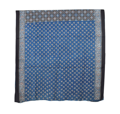 Ajrakh Modal Silk Natural Dye Hand Block Print Saree with Blouse Piece - 5.5 Mtr Length   -  SKU : AI18801W