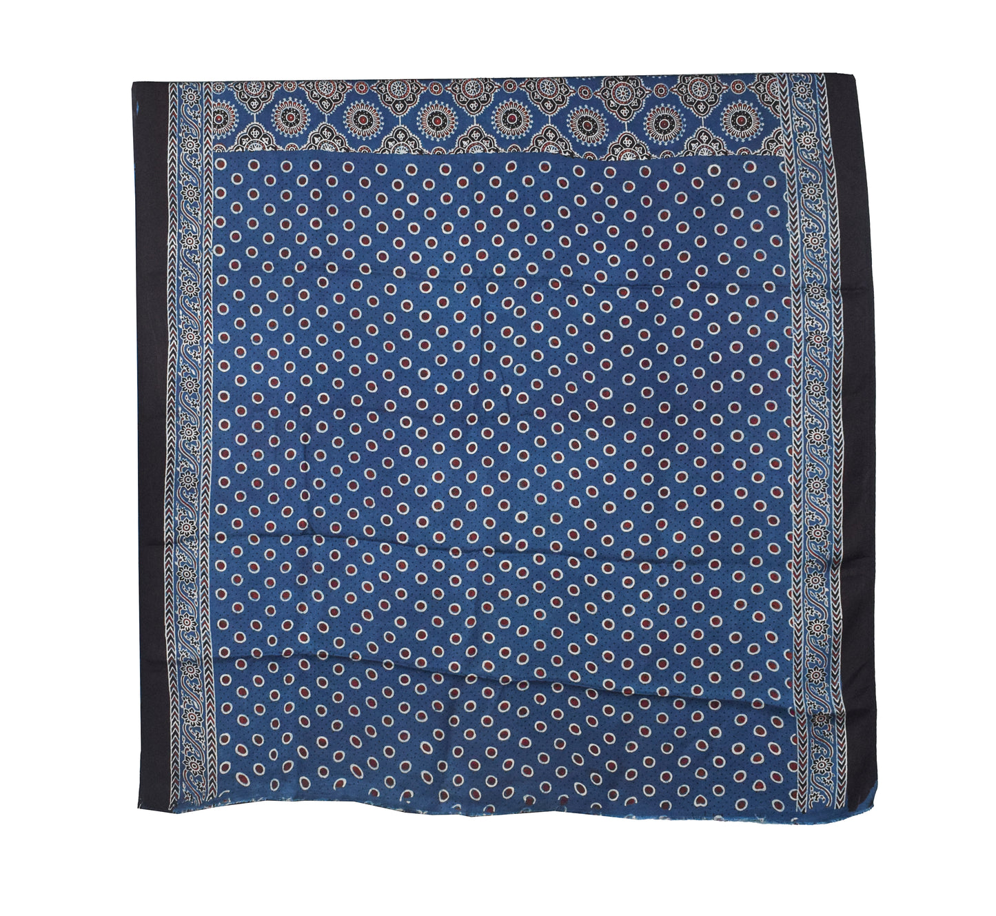 Ajrakh Modal Silk Natural Dye Hand Block Print Saree with Blouse Piece - 5.5 Mtr Length   -  SKU : AI1880AB