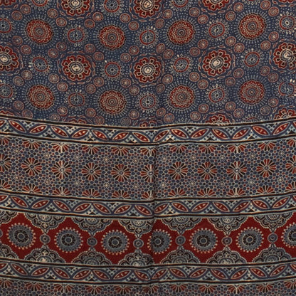 Ajrakh Modal Silk Natural Dye Hand Block Print Saree with Blouse Piece - 5.5 Mtr Length   -  SKU : AI1880AL