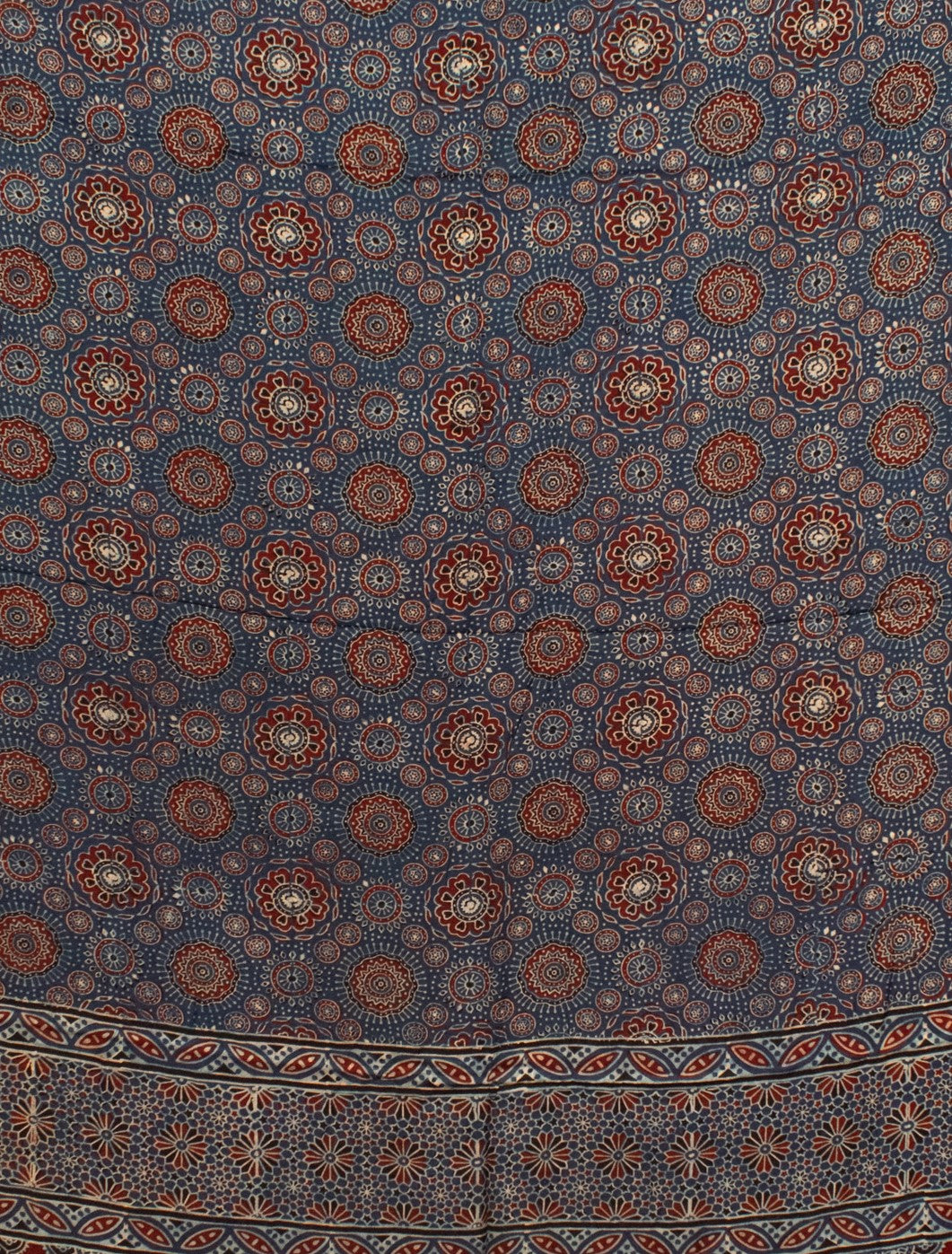 Ajrakh Modal Silk Natural Dye Hand Block Print Saree with Blouse Piece - 5.5 Mtr Length   -  SKU : AI1880AL