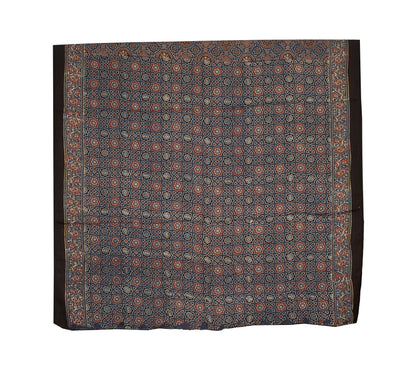 Ajrakh Modal Silk Natural Dye Hand Block Print Saree with Blouse Piece - 5.5 Mtr Length   -  SKU : AI1880AQ