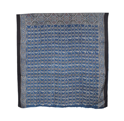 Ajrakh Modal Silk Natural Dye Hand Block Print Saree with Blouse Piece - 5.5 Mtr Length   -  SKU : AI1880AV