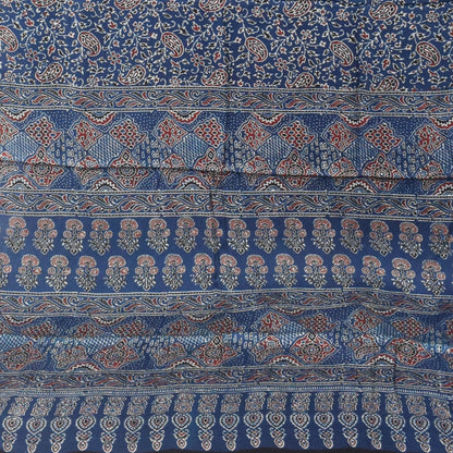 Ajrakh Modal Silk Natural Dye Hand Block Print Saree with Blouse Piece - 5.5 Mtr Length   -  SKU : MS09501B