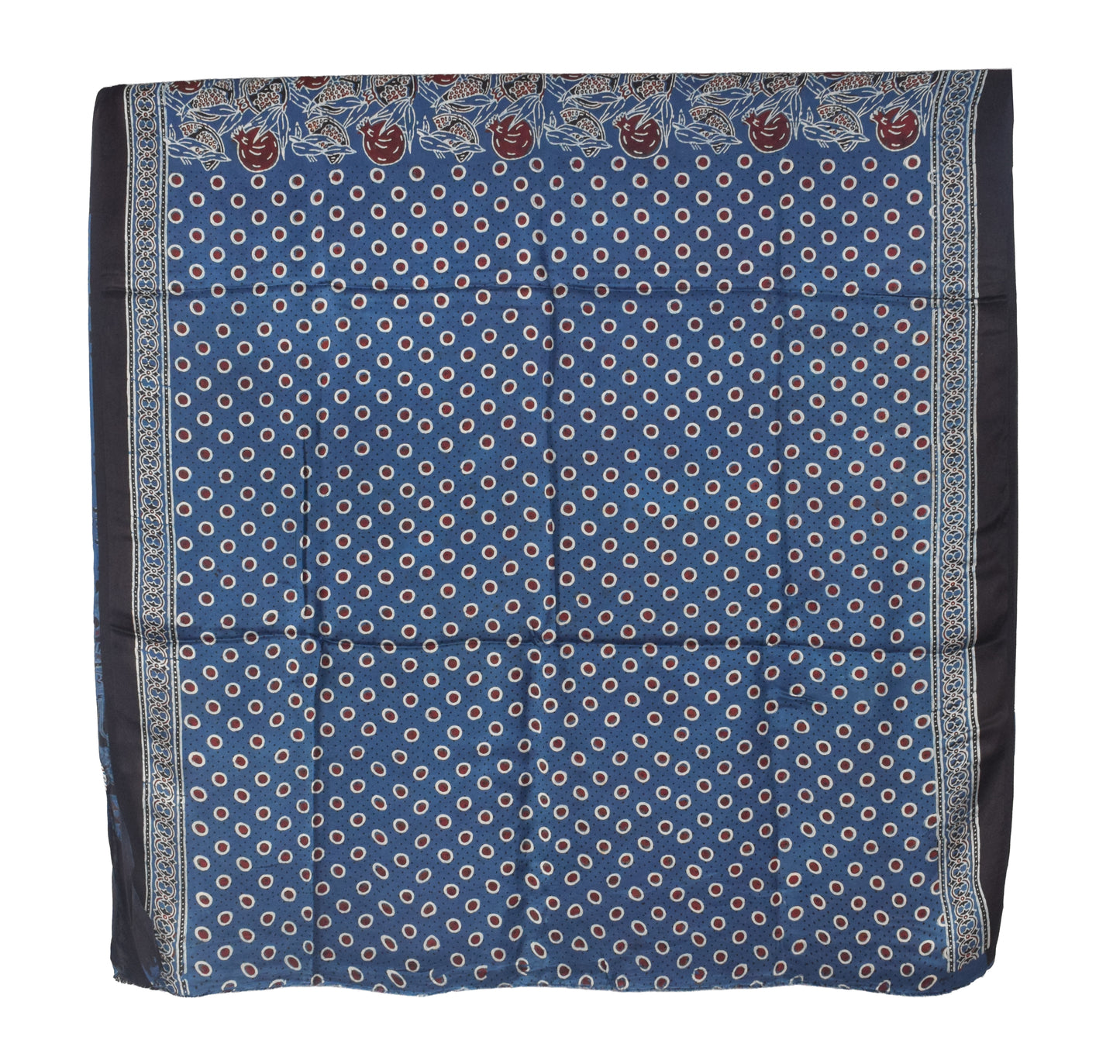 Ajrakh Modal Silk Natural Dye Hand Block Print Saree with Blouse Piece - 5.5 Mtr Length   -  SKU : SI03601E