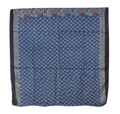 Ajrakh Modal Silk Natural Dye Hand Block Print Saree with Blouse Piece - 5.5 Mtr Length   -  SKU : SI03601E