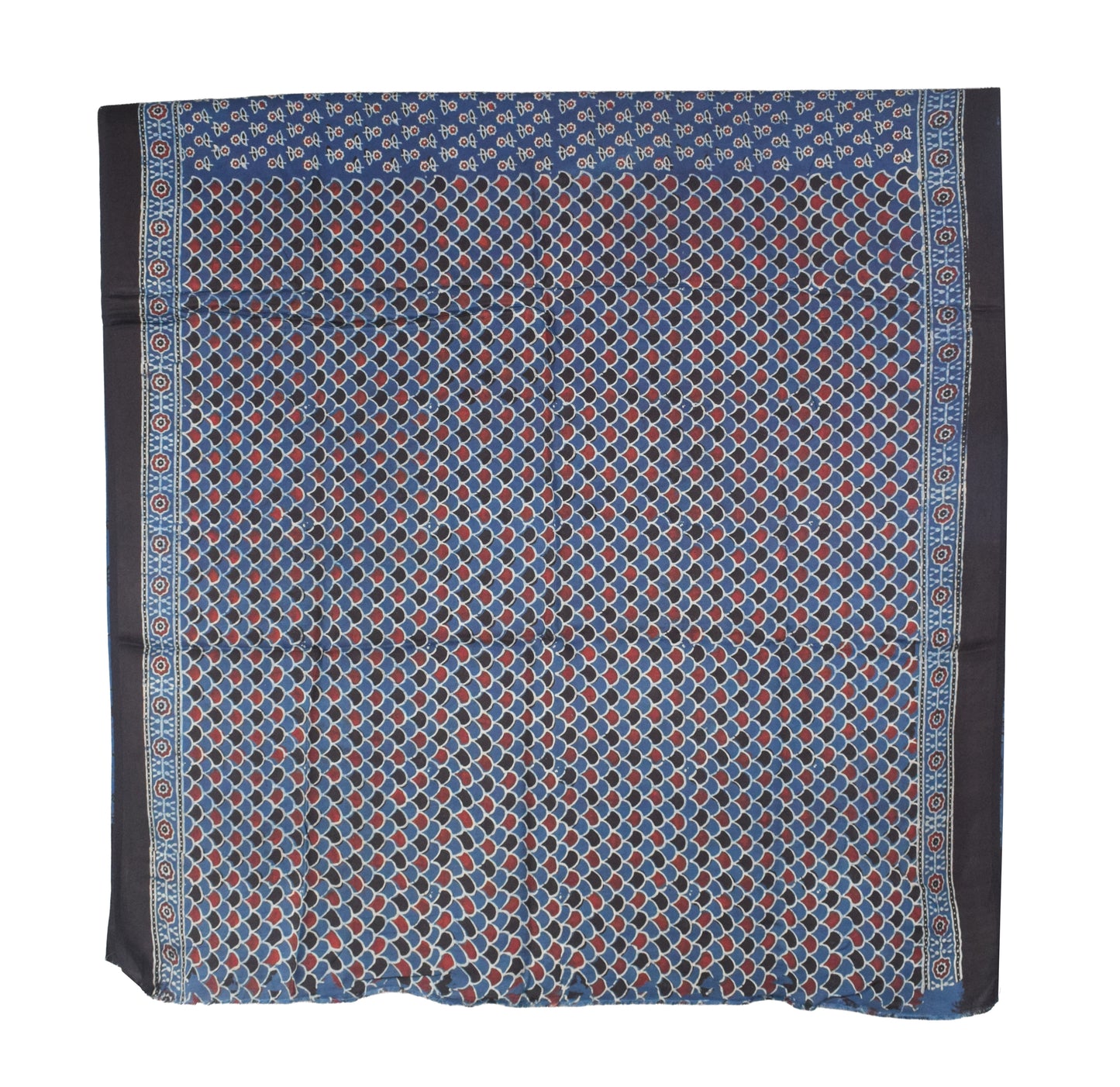 Ajrakh Modal Silk Natural Dye Hand Block Print Saree with Blouse Piece - 5.5 Mtr Length   -  SKU : SI03601O