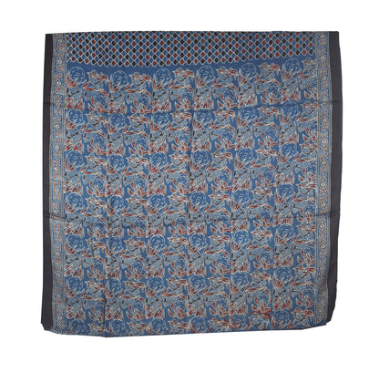 Ajrakh Modal Silk Natural Dye Hand Block Print Saree with Blouse Piece - 5.5 Mtr Length   -  SKU : SI03601P