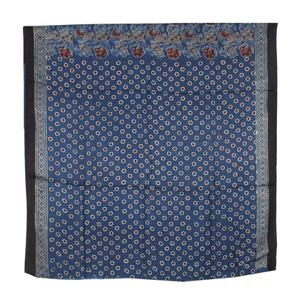 Ajrakh Modal Silk Natural Dye Hand Block Print Saree with Blouse Piece - 5.5 Mtr Length   -  SKU : SI03601S