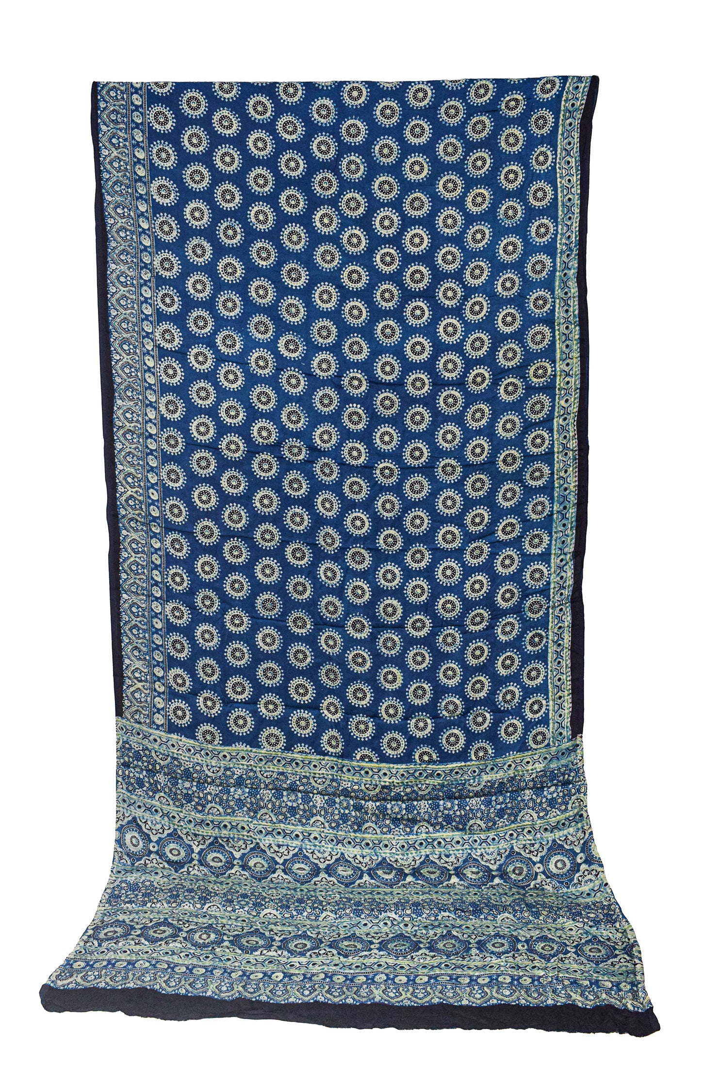 Ajrakh Modal Silk Natural Dye Hand Block Print Saree with Blouse Piece - 5.5 Mtr Length    -  SKU : EK23301A