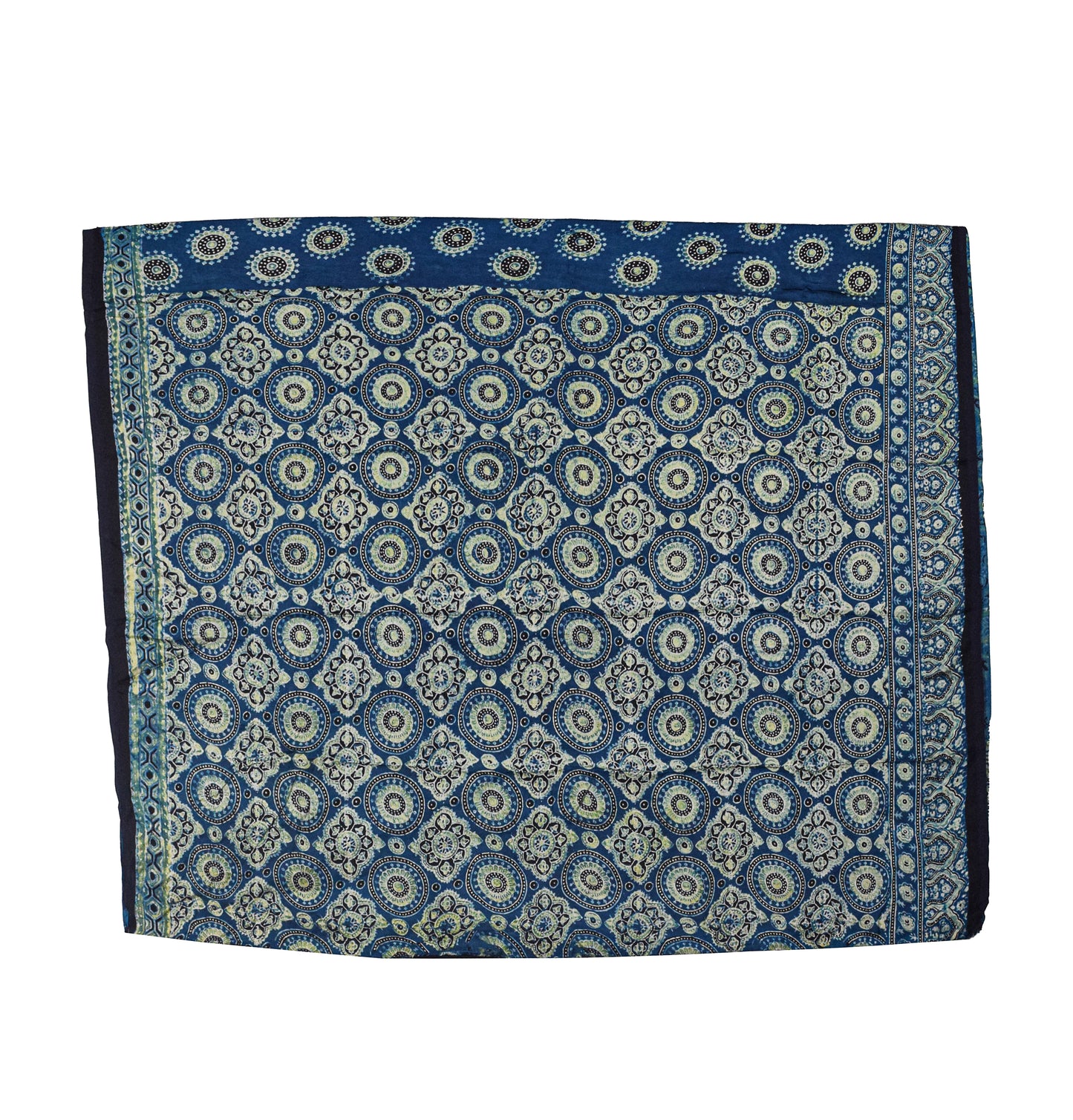 Ajrakh Modal Silk Natural Dye Hand Block Print Saree with Blouse Piece - 5.5 Mtr Length    -  SKU : EK23301A