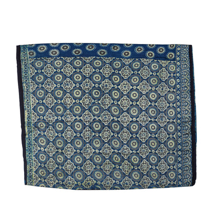 Ajrakh Modal Silk Natural Dye Hand Block Print Saree with Blouse Piece - 5.5 Mtr Length    -  SKU : EK23301A