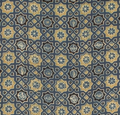 Ajrakh Modal Silk Natural Dye Hand Block Print Saree 5.5 Mtr Length + 0.85 Mtr Blouse Piece    -  SKU : ID24601D