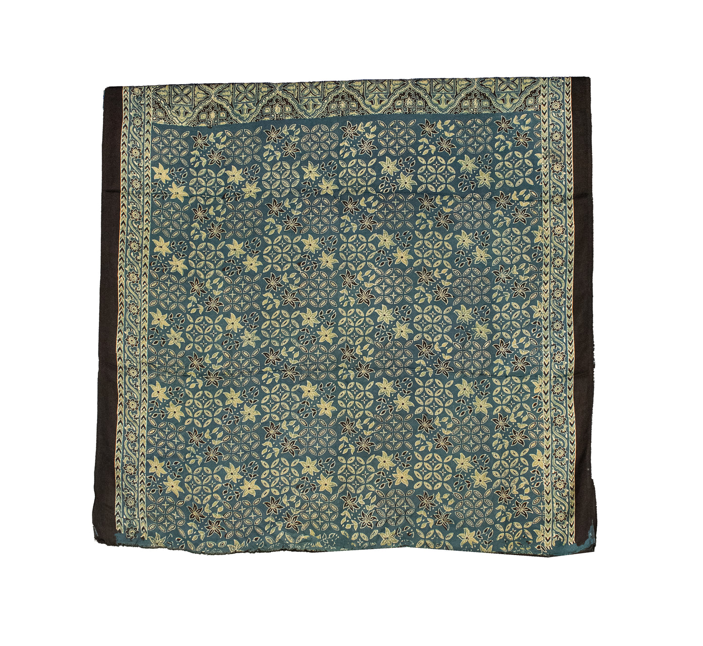 Ajrakh Modal Silk Natural Dye Hand Block Print Saree 5.5 Mtr Length + 0.85 Mtr Blouse Piece    -  SKU : ID24601P