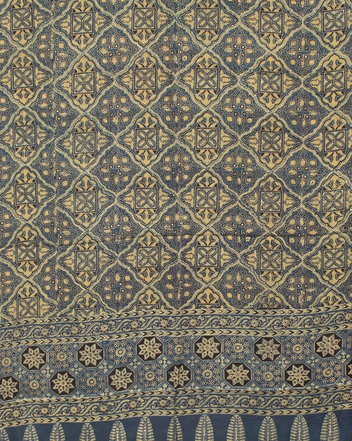 Ajrakh Modal Silk Natural Dye Hand Block Print Saree 5.5 Mtr Length + 0.85 Mtr Blouse Piece    -  SKU : ID24601P