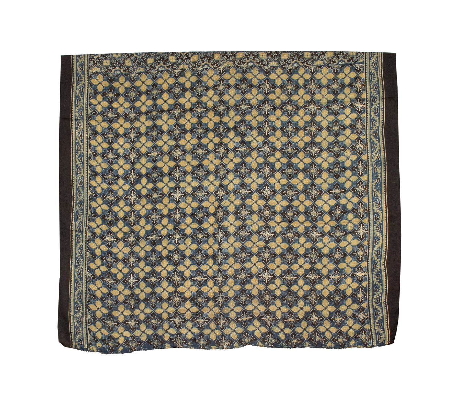 Ajrakh Modal Silk Natural Dye Hand Block Print Saree 5.5 Mtr Length + 0.85 Mtr Blouse Piece    -  SKU : ID2460AN
