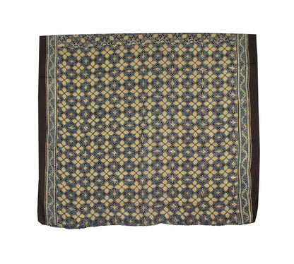 Ajrakh Modal Silk Natural Dye Hand Block Print Saree 5.5 Mtr Length + 0.85 Mtr Blouse Piece    -  SKU : ID2460AN