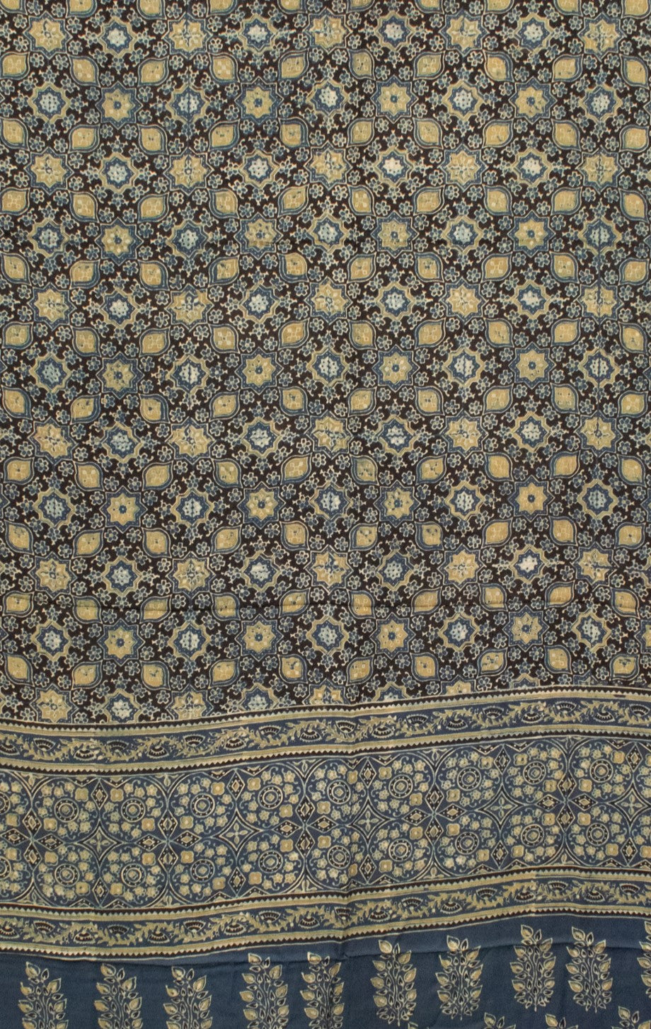 Ajrakh Modal Silk Natural Dye Hand Block Print Saree 5.5 Mtr Length + 0.85 Mtr Blouse Piece    -  SKU : ID2460AN