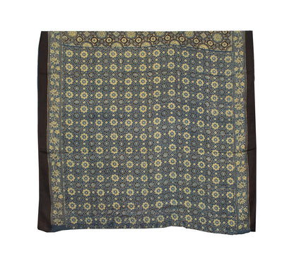 Ajrakh Modal Silk Natural Dye Hand Block Print Saree 5.5 Mtr Length + 0.85 Mtr Blouse Piece    -  SKU : ID2460AT