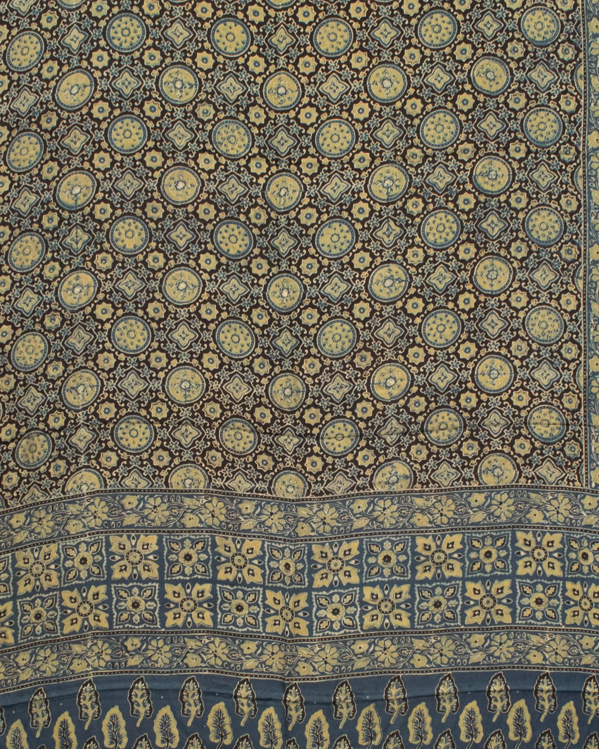 Ajrakh Modal Silk Natural Dye Hand Block Print Saree 5.5 Mtr Length + 0.85 Mtr Blouse Piece    -  SKU : ID2460AT