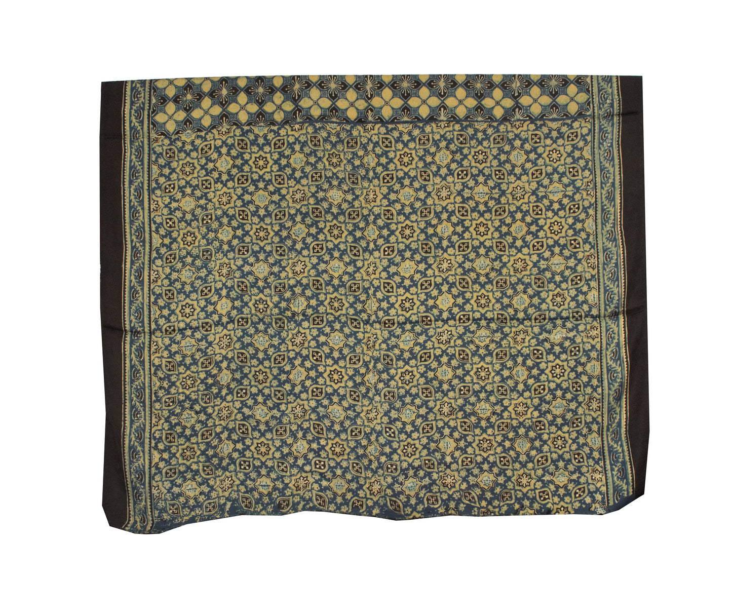 Ajrakh Modal Silk Natural Dye Hand Block Print Saree 5.5 Mtr Length + 0.85 Mtr Blouse Piece    -  SKU : ID2460AZ