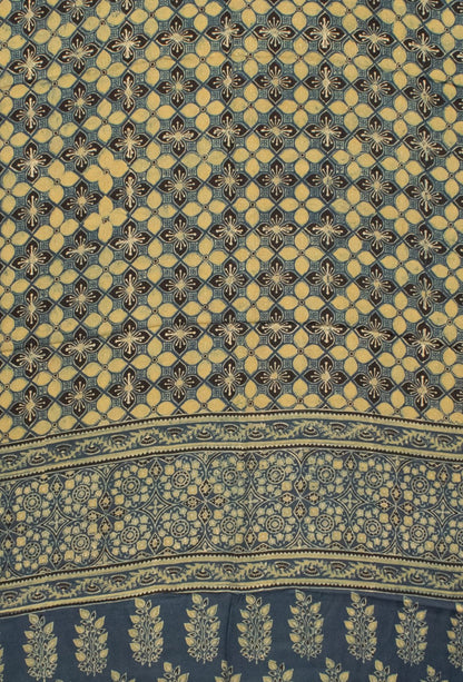 Ajrakh Modal Silk Natural Dye Hand Block Print Saree 5.5 Mtr Length + 0.85 Mtr Blouse Piece    -  SKU : ID2460AZ