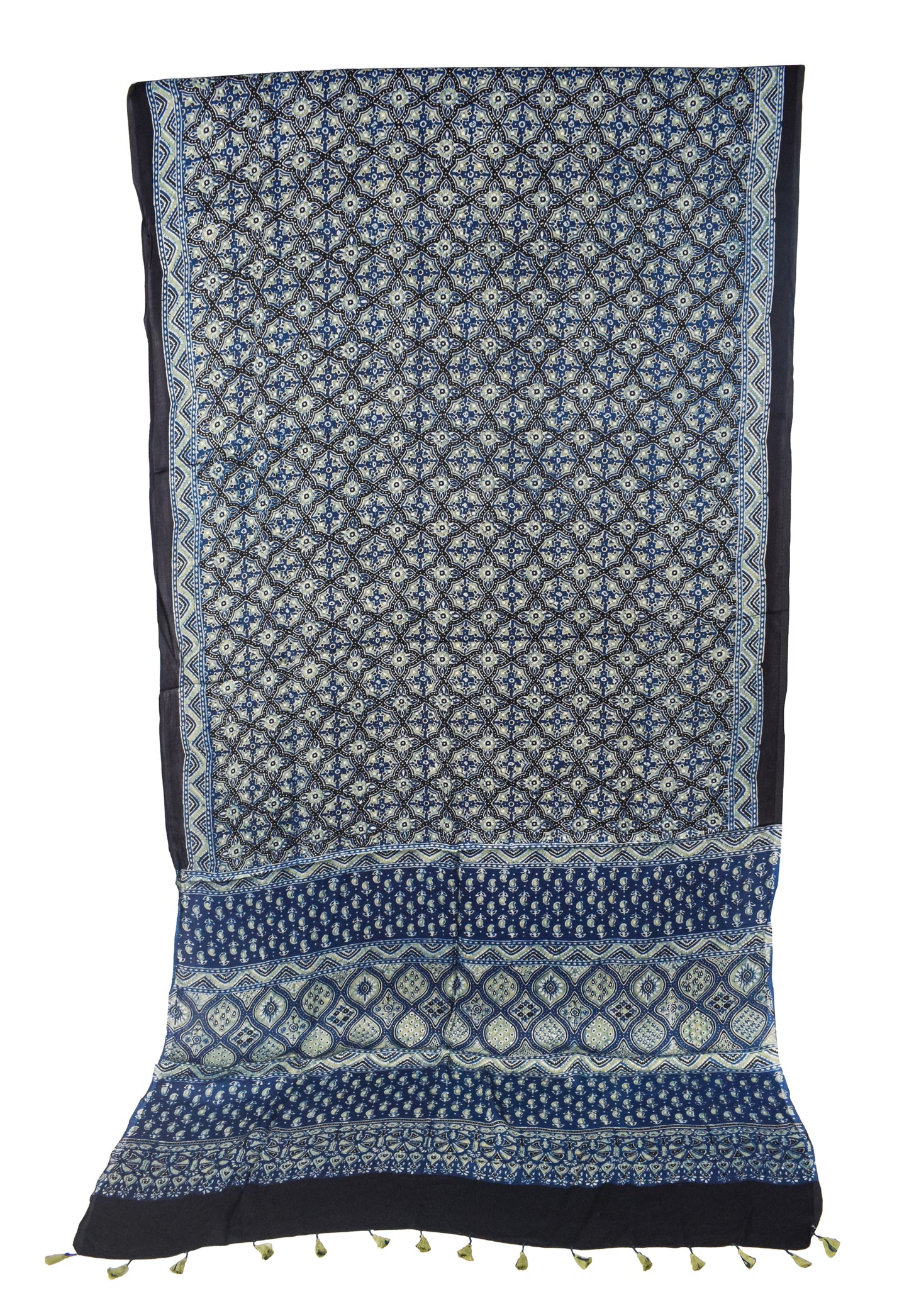 Ajrakh Modal Silk Natural Dye Hand Block Print Saree with Blouse Piece - 5.5 Mtr Length   -  SKU : MS09501A