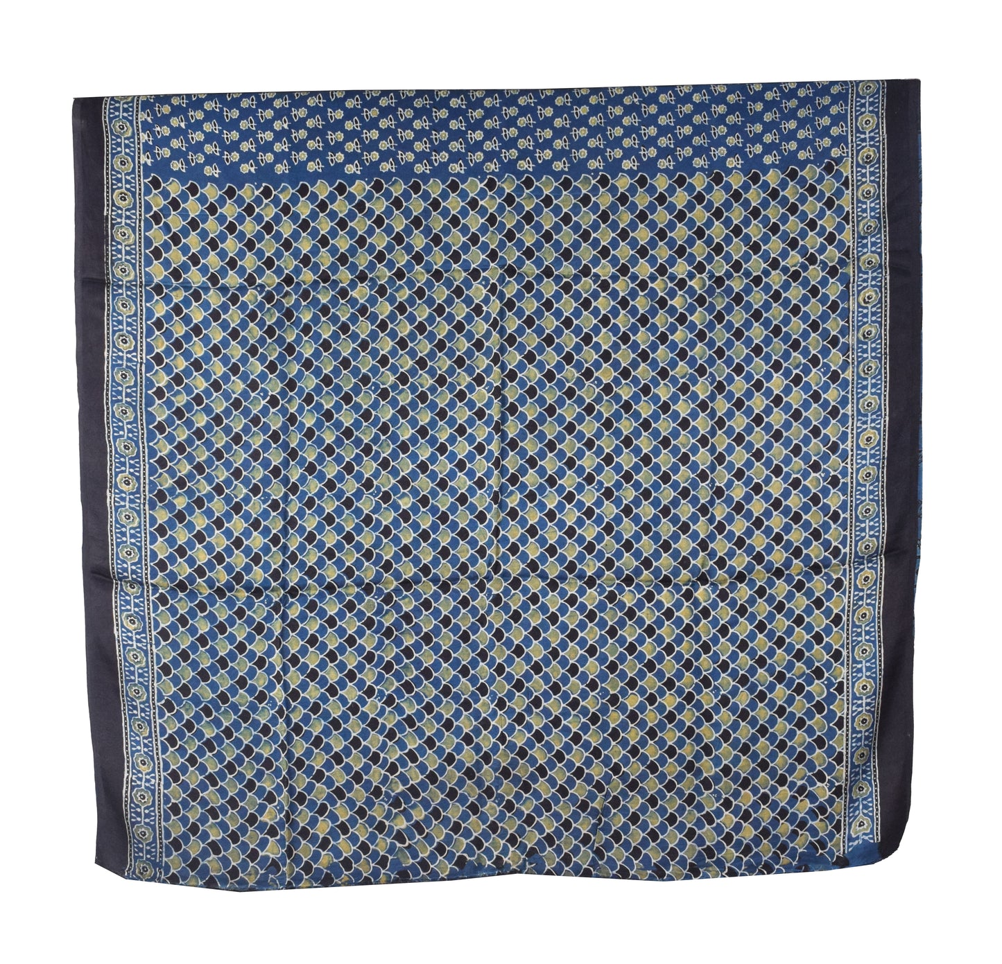 Ajrakh Modal Silk Natural Dye Hand Block Print Saree with Blouse Piece - 5.5 Mtr Length   -  SKU : SI03601B