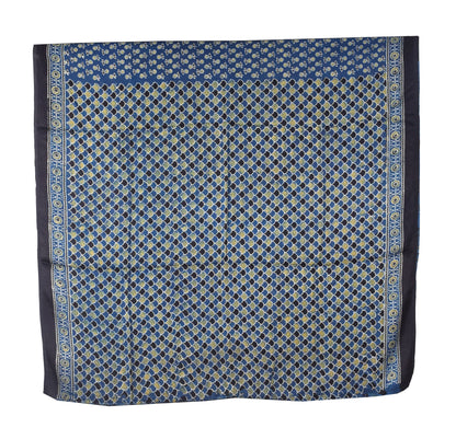 Ajrakh Modal Silk Natural Dye Hand Block Print Saree with Blouse Piece - 5.5 Mtr Length   -  SKU : SI03601B