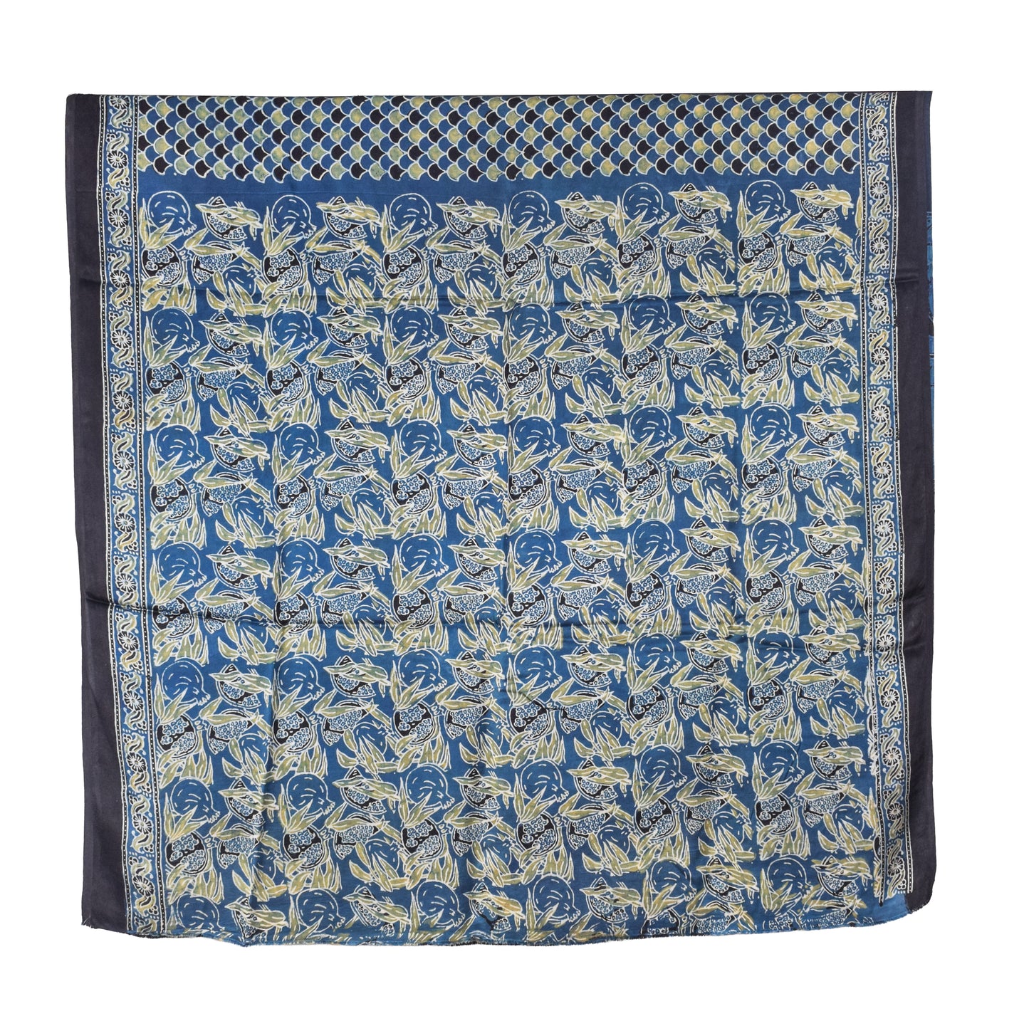 Ajrakh Modal Silk Natural Dye Hand Block Print Saree with Blouse Piece - 5.5 Mtr Length   -  SKU : SI03601T